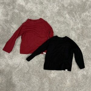 GAP Kids Deep Red & Black Crewneck Tee Bundle - 2T